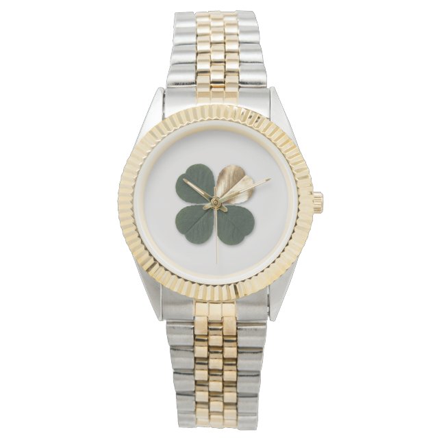 Luxe Gold Clover Womens Watch Anniversary Gift Armbandsur (Framsida)