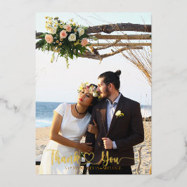 Luxe Gold Foil Bröllop - tackkort med foto