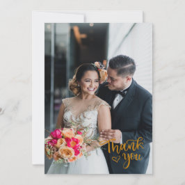 Luxe Gold Foil Bröllop - tackkort med foto Tack Kort