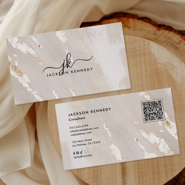 Luxe Gold Foil Elegant Script QR Code Social Media Visitkort (Skapare uppladdad)