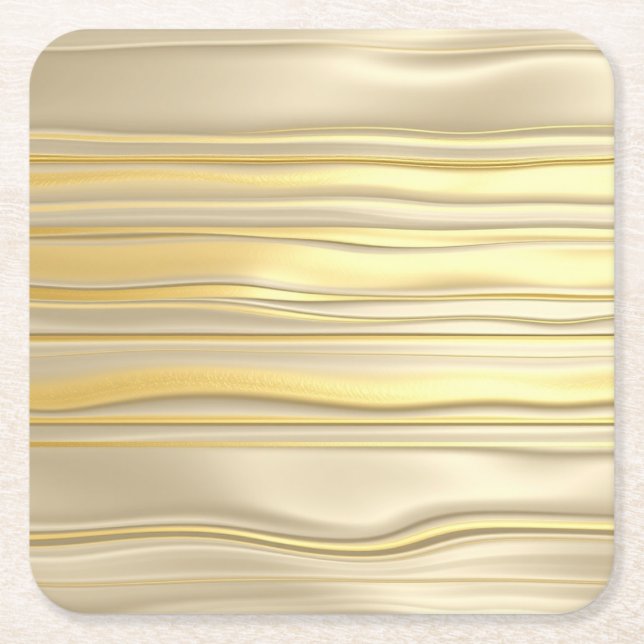 Luxe Gold Foil Silver Foil Stripe Underlägg Set Papper Kvadrat (Framsidan)