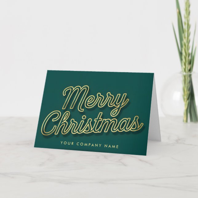 Luxe Gold Outline Script Merry Christmas Helgkort (Framsida)