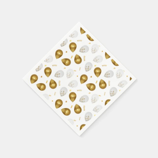 Luxe Golden Balloons & Confetti Napkins Pappersservett (Hörn)