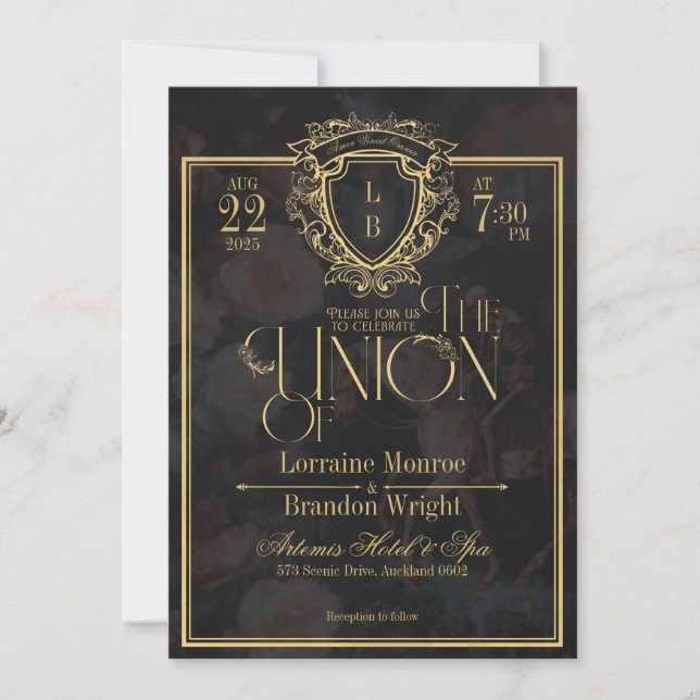Luxe Gothic Romance Wedding Invitation Inbjudningar (Framsida)