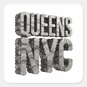 Luxe Grå QUEENS NYC-dekal konst Fyrkantigt Klistermärke