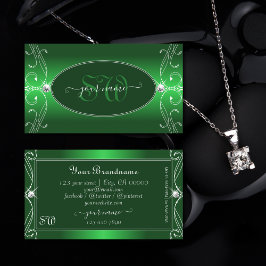 Luxe Grönt Gradient Ornate Gnistra Jewels Monogram Visitkort