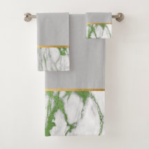 LUXE GRÖNT GRÅTT MARBLE BATHROOM TOWEL SET