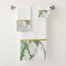 LUXE GRÖNT VITE MARBLE GULD BATHROOM TOWEL SET