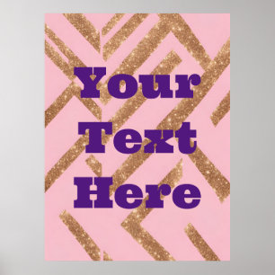 Luxe Guld Anpassningsbar Text Zigzag Rosa AI Art P Poster