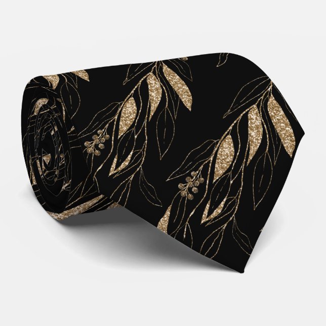 LUXE GULD BLACK EUCALYPTUS BOTANICAL TIE SLIPS (Rullad)
