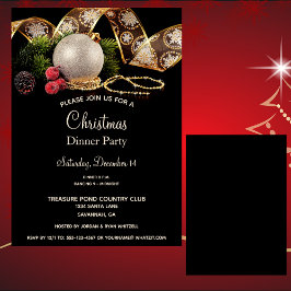 Luxe Guld Black Silver Julafton Ornaments Middag i Inbjudningar