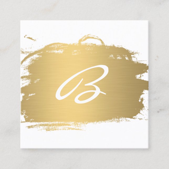 Luxe Guld Brushed Monogram Finare Text Fyrkantigt Visitkort (Framsida)