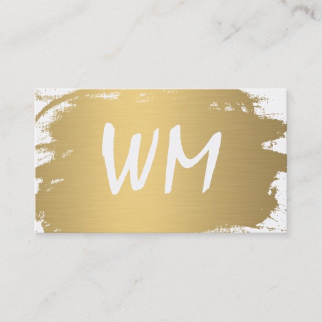 Luxe Guld Brushed Monogram Modern Text Visitkort (Framsida)