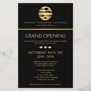 Luxe Guld Catering Logotyp Restaurant, Chef Black Flygblad