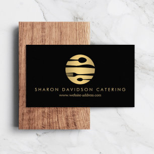 Luxe Guld Catering Logotyp Restaurant, Chef Black Visitkort