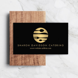 Luxe Guld Catering Logotyp Restaurant, Chef Black Visitkort