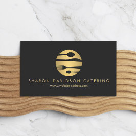 Luxe Guld Catering Logotyp Restaurant, Chef Mörk G Visitkort