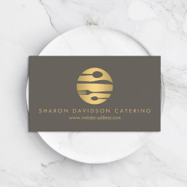 Luxe Guld Catering Logotyp Restaurant, Chef Taupe Visitkort