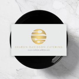 Luxe Guld Catering Logotyp Restaurant Light Grått Visitkort