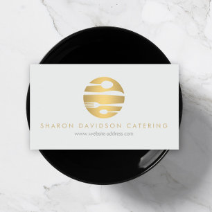 Luxe Guld Catering Logotyp Restaurant Light Grått Visitkort