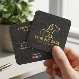 Luxe guld folie vertikal hundpromenerare & husdjur fyrkantigt visitkort