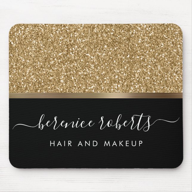 Luxe Guld Glitter och Black Personlig Musmatta (Framsidan)