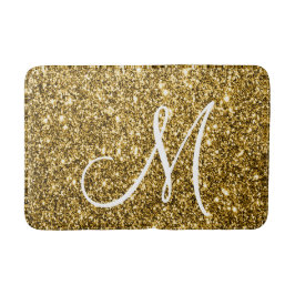 Luxe Guld Glitter Snyggt Monogrammad Personlig Badrumsmatta