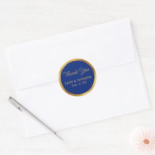 Luxe Guld Kant Royal Blue Tack Namn Runt Klistermärke