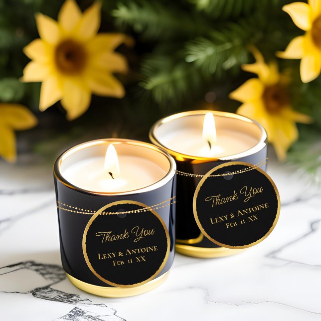 Luxe guld kant svart tack namn datum gåvor etiketter (Skapare uppladdad)
