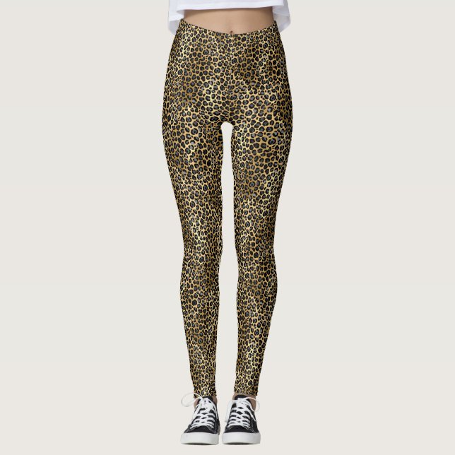 LUXE GULD LEOPARD PRINT ACTIVE LEGGINGS (Framsida)