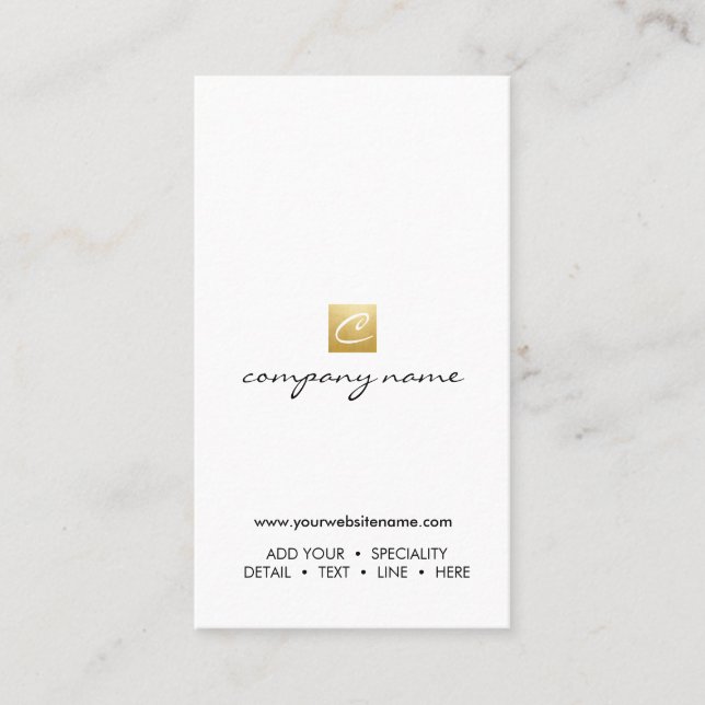 Luxe guld- lodrät för logotypCalligraphyMinimalist Visitkort (Framsida)