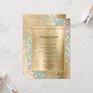 LUXE GULD METALLIC HOLOGRAFISK PASTEL BRÖLLOP INBJUDNINGAR