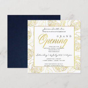 LUXE GULD NAVY ROS BLOMMIG STOR ÖPPNINGSCEREMONI INBJUDNINGAR