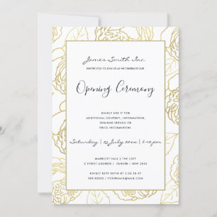 LUXE GULD NAVY ROS BLOMSTER STOR ÖPPNINGSCEREMONI INBJUDNINGAR