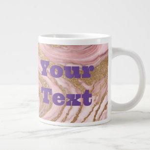 Luxe Guld Rosa Marble Anpassningsbar Text Jumbo Mu Mugg