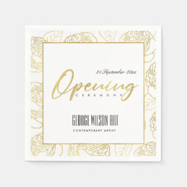 LUXE GULD VIT ROS BLOMMIGT  GRAND OPENENING CEREMO PAPPERSSERVETT