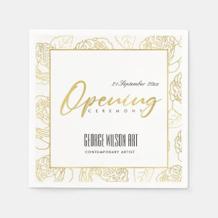 LUXE GULD VIT ROS BLOMMIGT  GRAND OPENENING CEREMO PAPPERSSERVETT