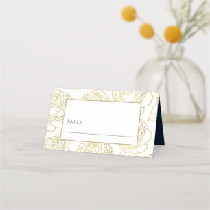 LUXE GULD WHITE NAVY ELEGANT RO BLOMMIGT BRÖLLOP PLACERINGSKORT