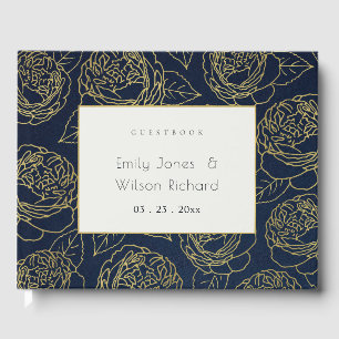 LUXE GULD WHITE NAVY ELEGANT RO BLOMMIGT GÄSTBÖCKER