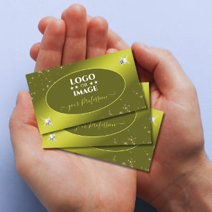Luxe Gult Mustard Glitter Stars Jewels med Logotyp Visitkort