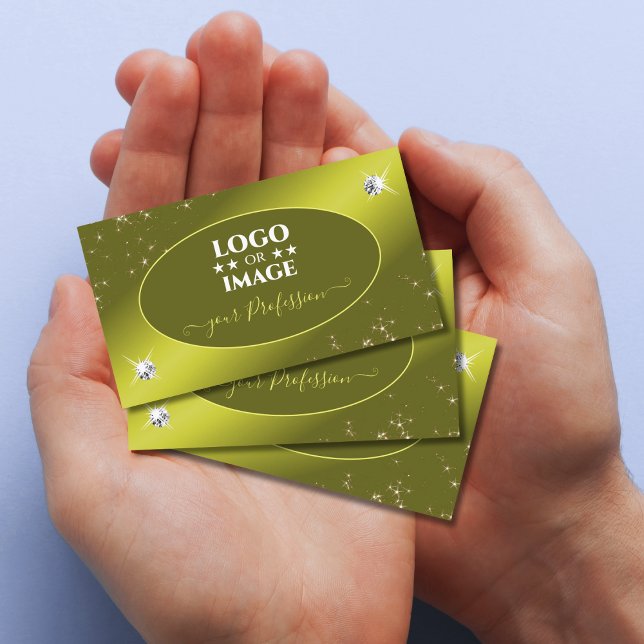 Luxe Gult Mustard Glitter Stars Jewels med Logotyp Visitkort (Skapare uppladdad)