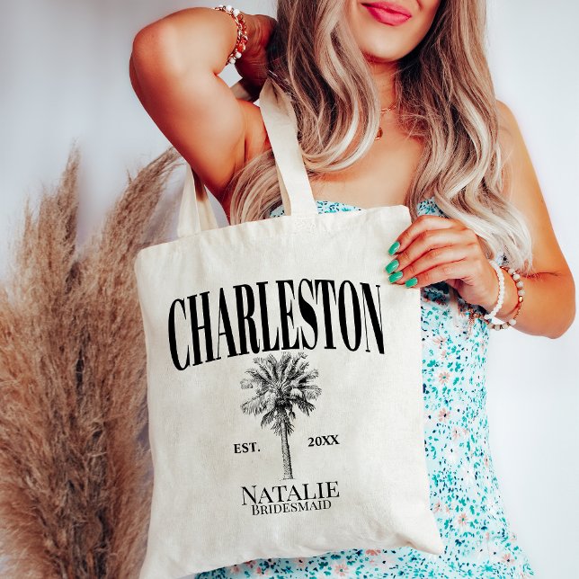 Luxe Handflatan Träd Charleston Coastal Bacheloret Tygkasse (Skapare uppladdad)