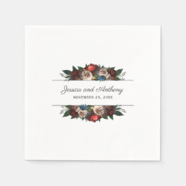 Luxe Jewel Tone Blommigt Bröllop eller Förlovning Pappersservett