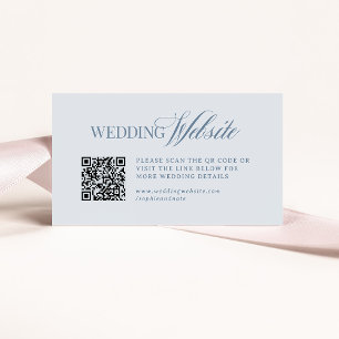 Luxe Light Dusty Blue Bröllopswebbplats QR-kod Tilläggskort