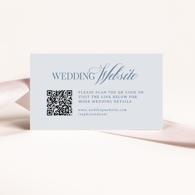 Luxe Light Dusty Blue | Bröllopswebbplats QR-kod Tilläggskort (Skapare uppladdad)