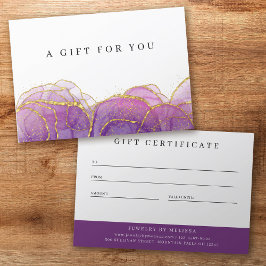 Luxe Lila Guld Business Gift Certificate