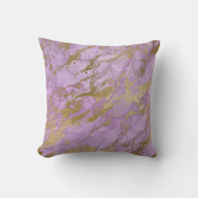 LUXE LILA LILAC GULD MARBLE INSPIRED CUSHION KUDDE (Framsida)