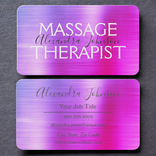 Luxe lila rosa borstat metall massage terapi visitkort