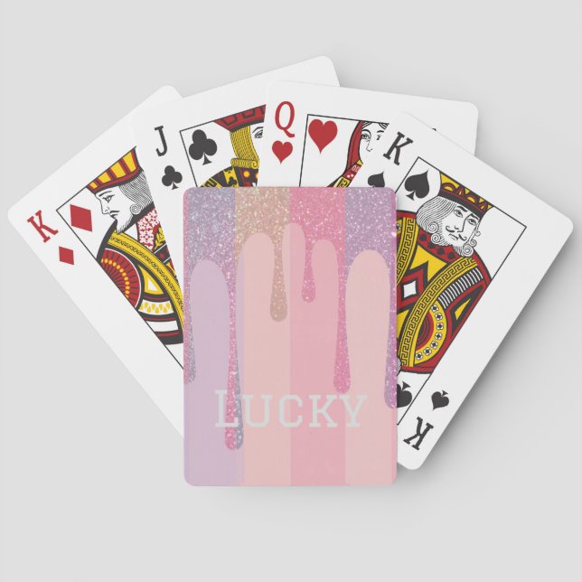 Luxe Lucky Gold Glitter Pastel Card Deck Casinokort (Baksidan)