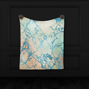 Luxe Marble Facklig Gult och Coral Teal Vein Fleecefilt